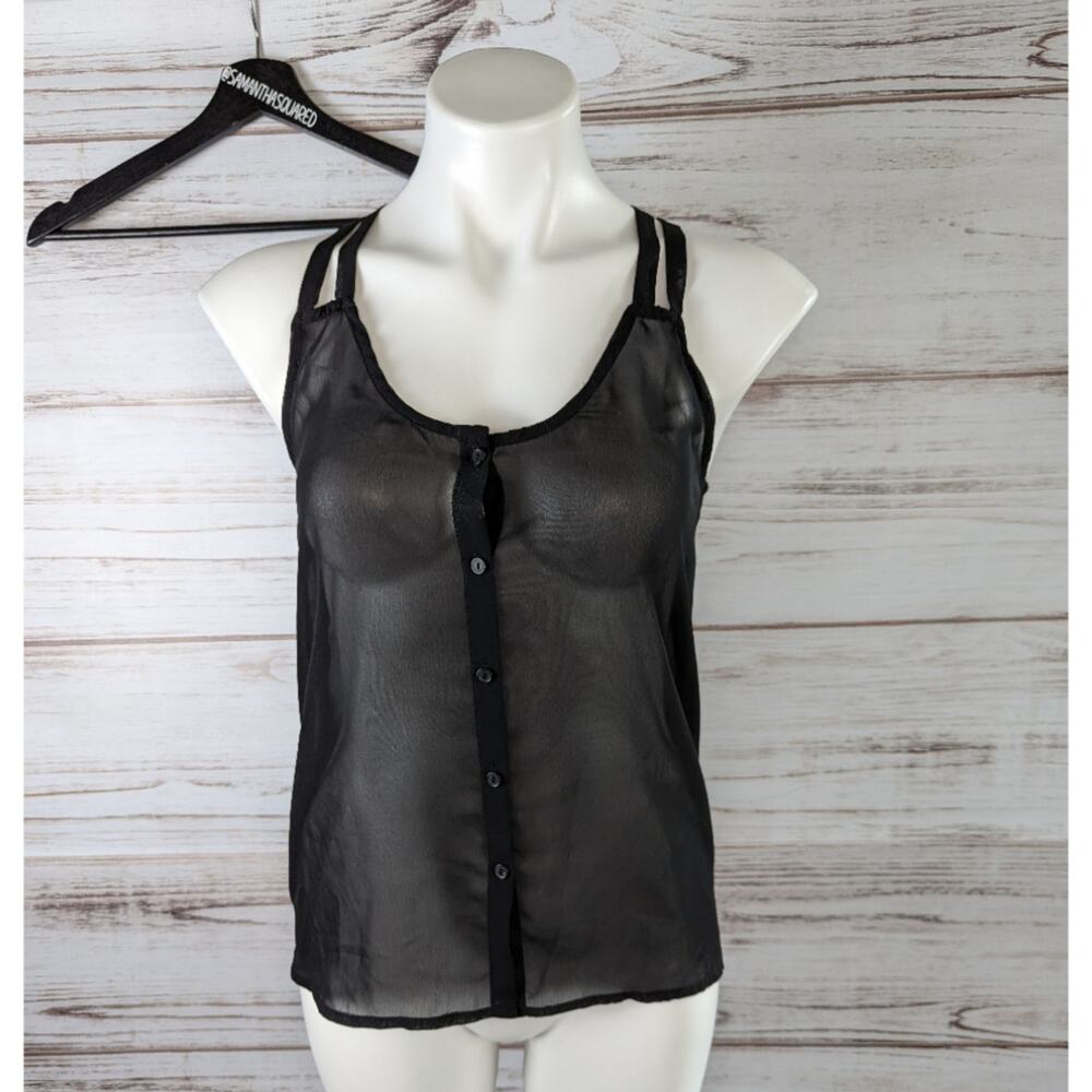 Xhilaration Sheer Black Racerback Flowy Cami Sz Small